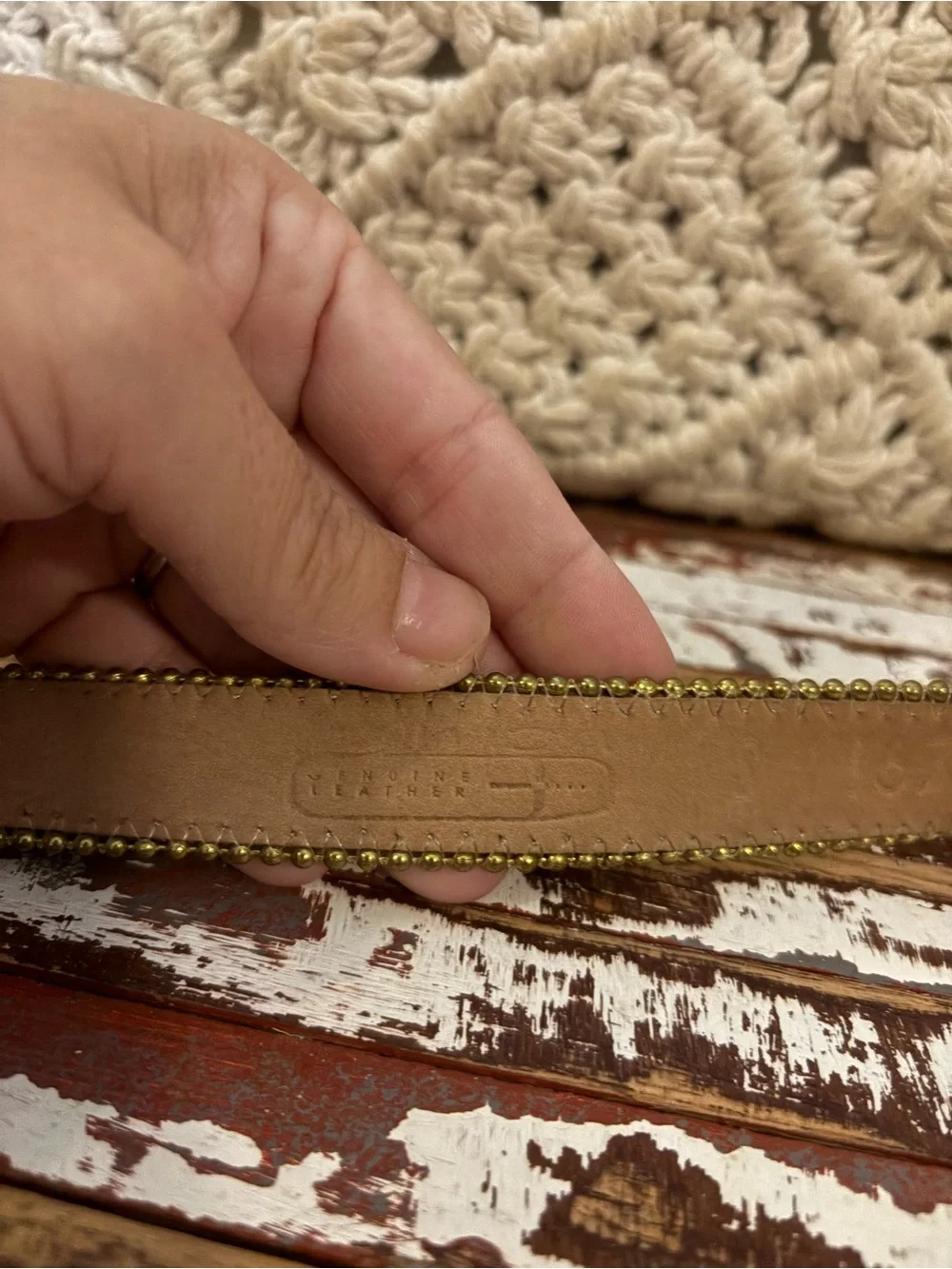 Gold Braided Chain Belt with Leather Trim - Designer Style Xs